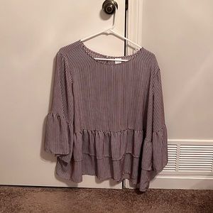 Time and Tru blouse (White & Burgundy stripes, XXL)